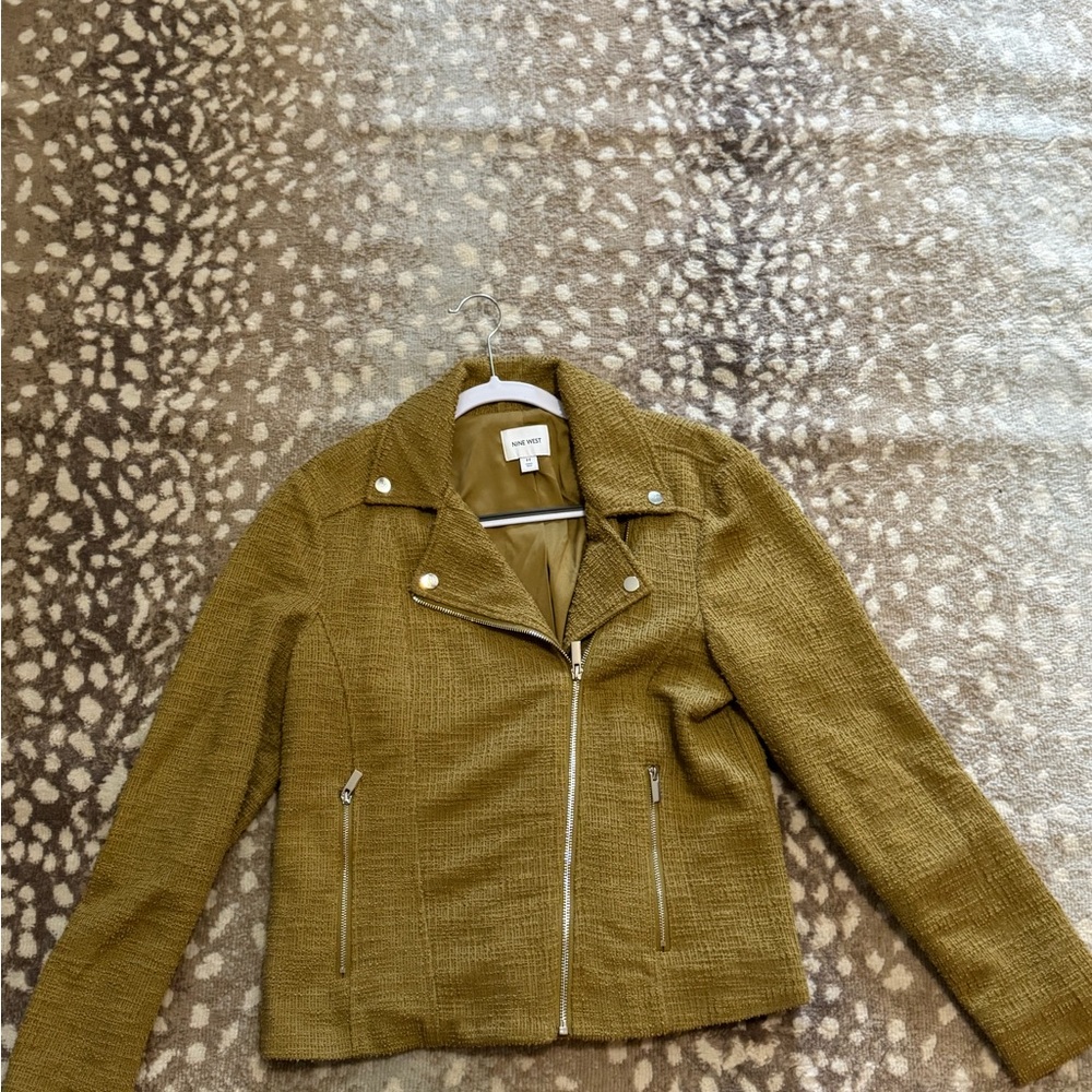 Nine West Olive Textured Women's moto Blazer